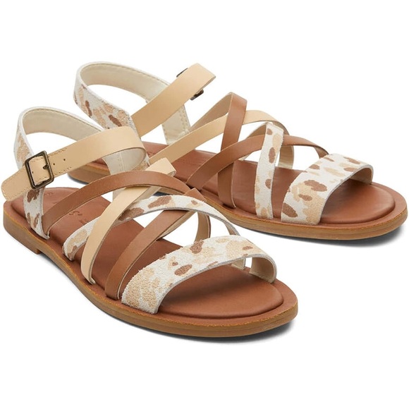 Toms Shoes - NWT • TOMS • Womens Sephina Strappy Athletic Sandals • Beige Cow Print • Size 6